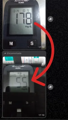 imagem de resultado de glicosímetro