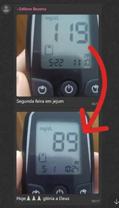 imagem de resultado de glicosímetro