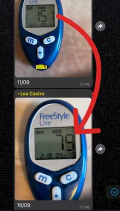 imagem de resultado de glicosímetro
