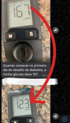 imagem de resultado de glicosímetro