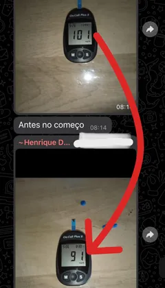 imagem de resultado de glicosímetro