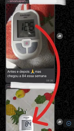 imagem de resultado de glicosímetro