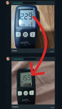 imagem de resultado de glicosímetro