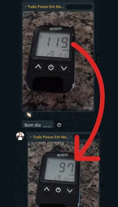 imagem de resultado de glicosímetro