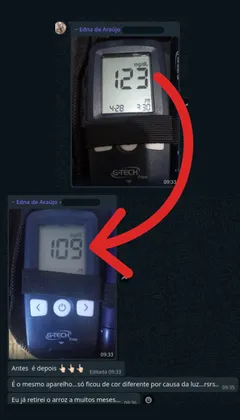 imagem de resultado de glicosímetro